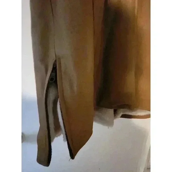Fitzwright 2XL Tan Leather Jacket with Faux Fur Lining - Picture 7 of 8